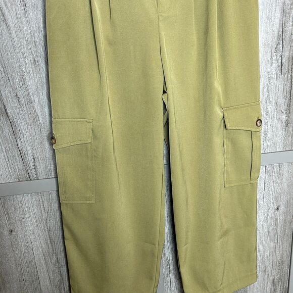 Avec Les Filles Pants Trousers Barre Cargo Pockets Olive Color - Picture 7 of 9